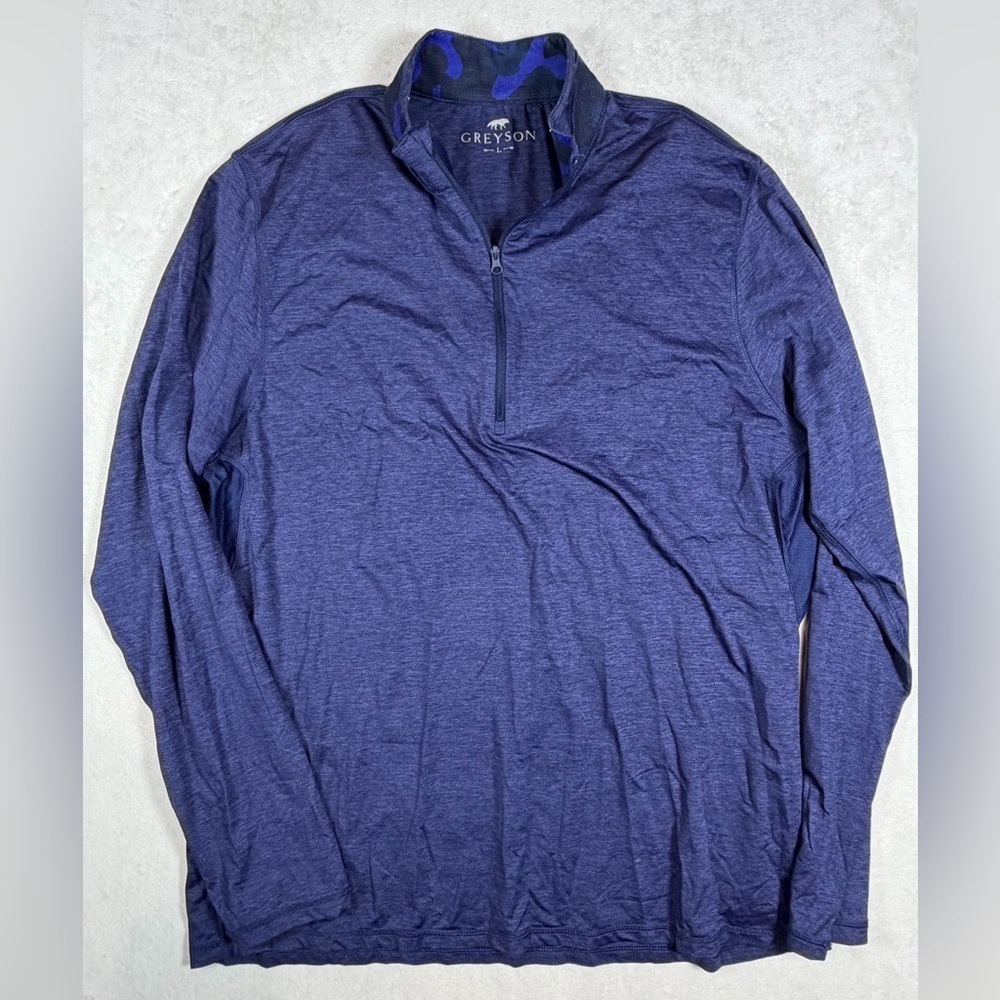 Greyson Size Large Navy Camo Collar Performance Quarter-Zip Top Sweater Golf